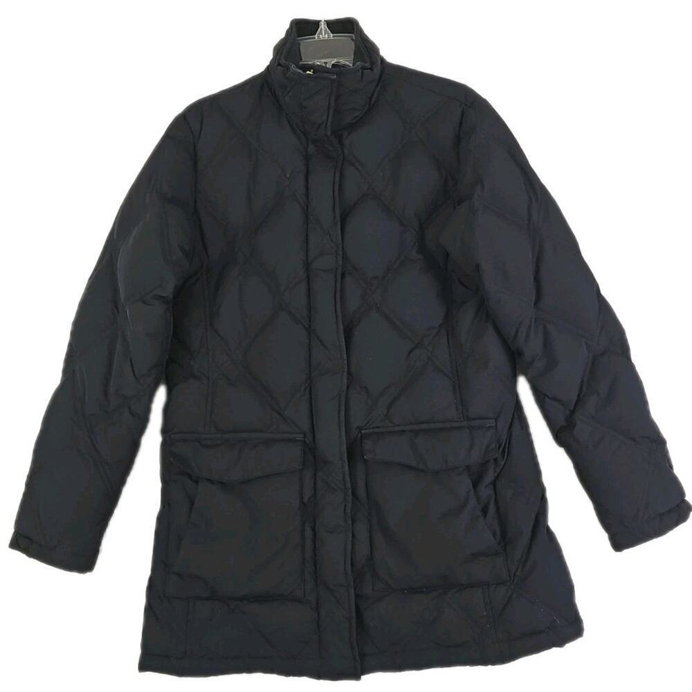 Lands End ~Woman Size S (6-8)~ Black Parka Nylon Zip-Up + Snap Closure.